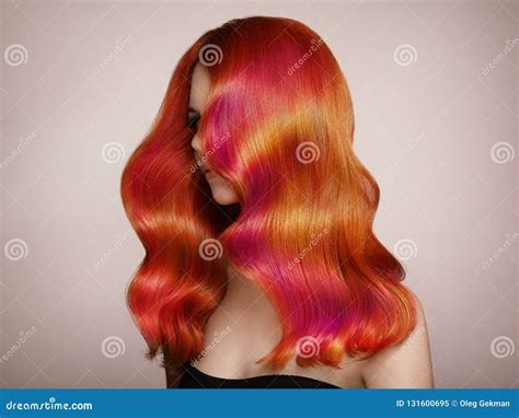 Beauty Fashion Model Girl With Colorful Dyed Hair Stock Image Image