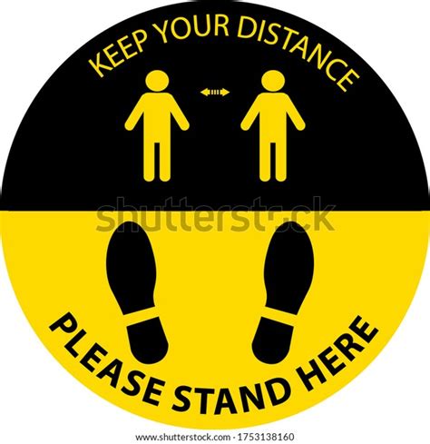 Stand Here Keep Distance Social Distancing Stock Vector Royalty Free