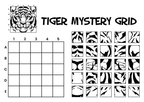 Mystery Grid Drawing Worksheets Tiger Art Worksheets Art Lessons