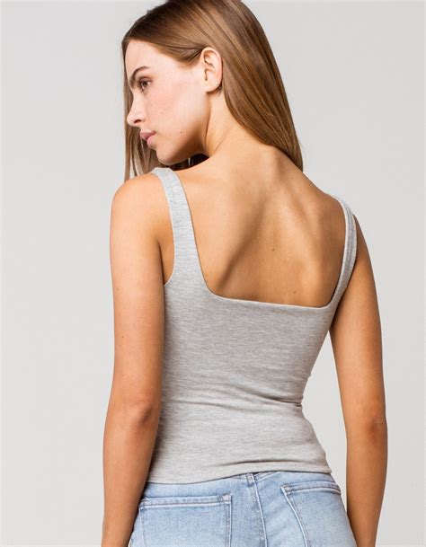 rsq square neck womens heather grey tank top in 2020 grey tank top tank tops tops