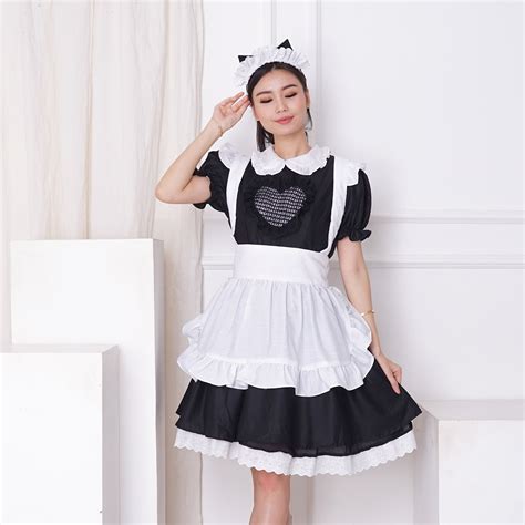 Classic Black And White Maid Set Dress With Apron And Cat Etsy
