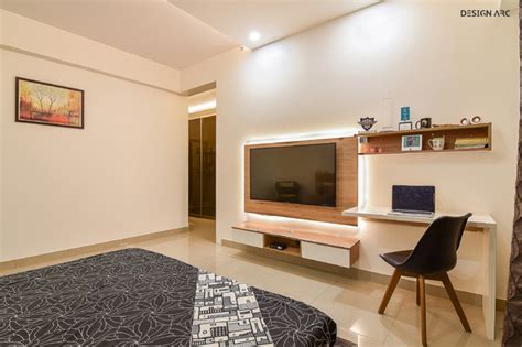 Modern wall units at room service 360° rise to the challenge of keeping a contemporary living space looking sleek and stylish while displaying the tv and providing ample storage as well as display space. TV unit and study table - Contemporary - Bedroom ...