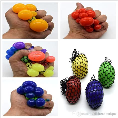 Kids Toys Funny Anti Stress Squishy Mesh Ball Grape Squeeze Sensory