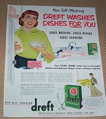 1950 Print Ad Dreft Dishes Dishwashing Laundry Soap Lady Kitchen Art