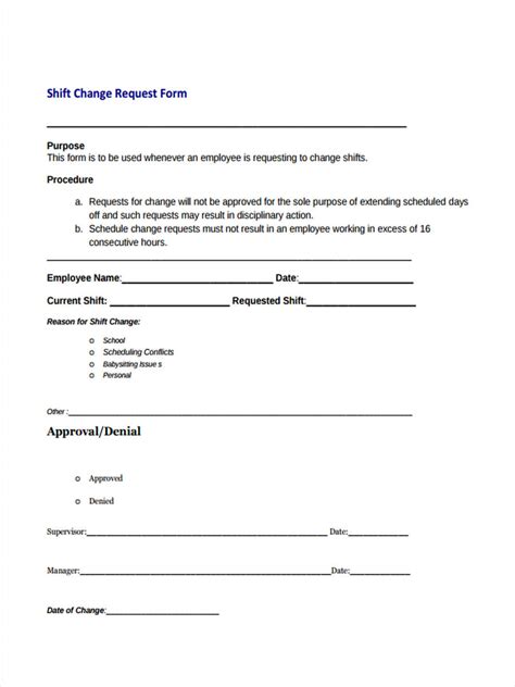 Paying employees is vital for every small business. FREE 6+ Shift Change Forms in PDF | Ms Word