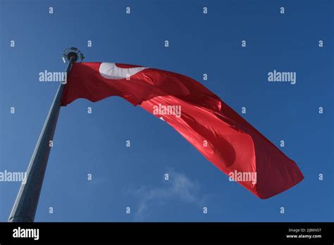 Turkish Flag From Bottom View National Flag Consisting Of A Red Field