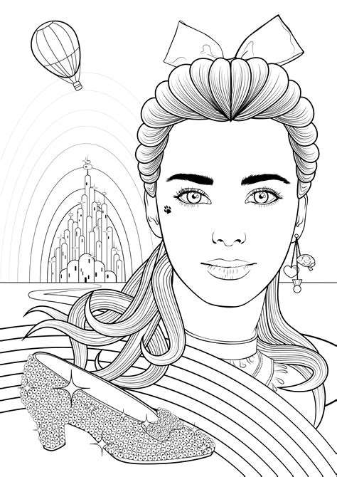 Download Create a Colouring Book Style Illustration of Dorothy Gale in Adobe Illustrator