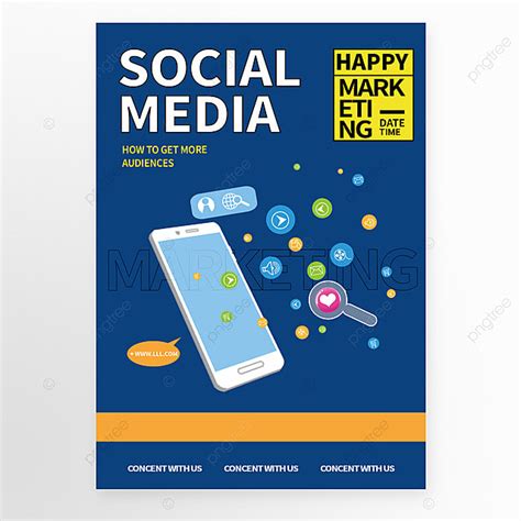Social Media Love Like Communication Mobile Phone Blue Poster Template