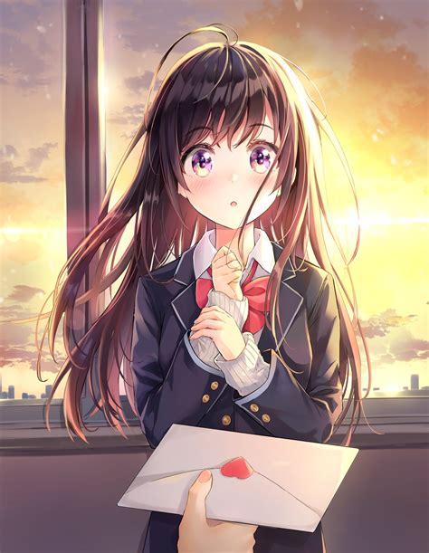 Download 2355x3039 Love Letter Anime Girl School Uniform