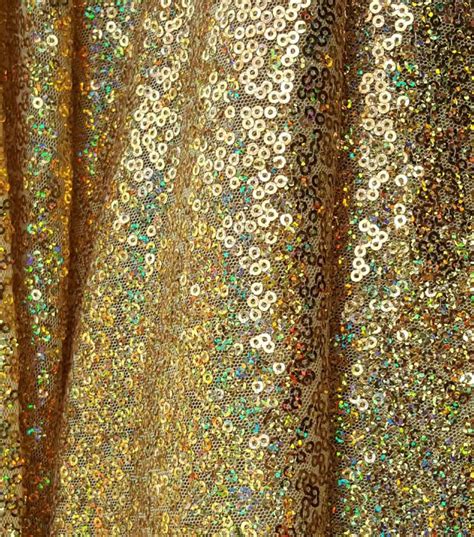 Gold Iridescent Sequin Fabric By The Yard Holographic Gold Etsy
