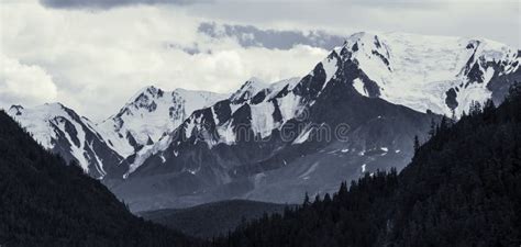 Snow Covered Mountain Peaks Of Altai Stock Image Image Of Peak