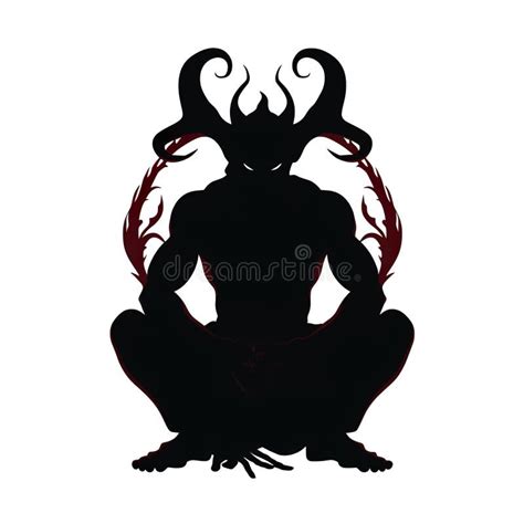 A Black Silhouette Of A Demon With Horns Generative Ai Image Stock
