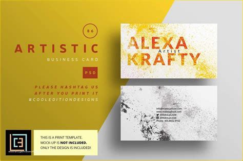 Artist Business Cards Templates Free Of Watercolor Artist Business Card