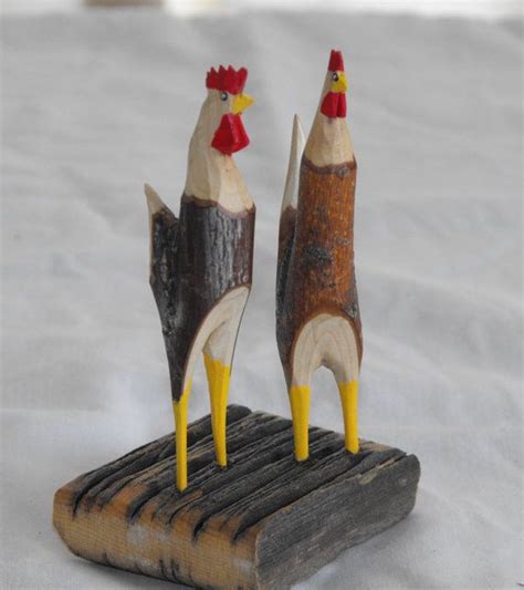 Two Hand Carved Chickens By Jjladellswoodcarving On Etsy 2650 In