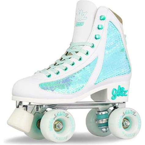 Crazy Skates Disco Glitz Sequin Size Adjustable Roller Skates Turquoise