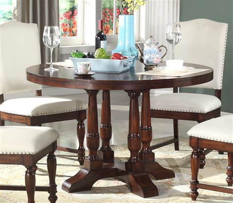 The 48 round footed pedestal table is intended for daily use, and will gain character with years of wear. Charlotte Classic 48" Round Pedestal Dining Table In Rich ...