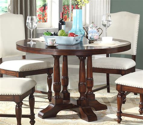 42 inch round dining table with leaf. Charlotte Classic 48" Round Pedestal Dining Table In Rich ...