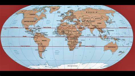 World Map With Equator And Countries Canada Map