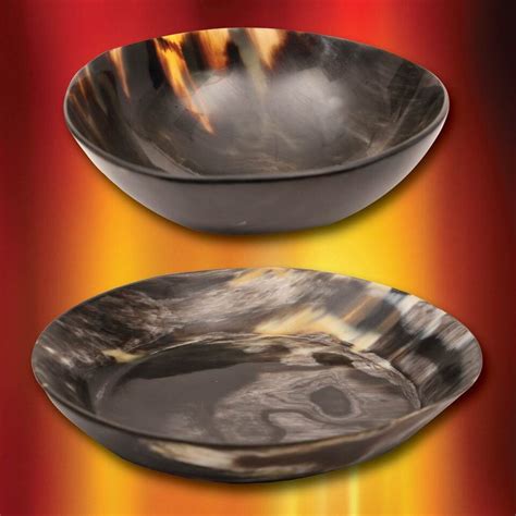 Alabaster dinnerware set (set of 12 plates). Horn Plate & Bowl Set | Museum Replicas