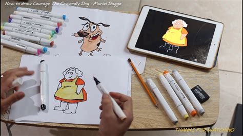 Many more characters also appear in the cartoon. How to draw Courage The Cowardly Dog - Muriel Bagge - YouTube