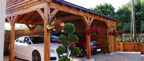 These carports are designed and approved to handle the toughest climatic conditions. 2 Bay Timber Carports, DIY Kits, Traditional Green Oak, Douglas Fir