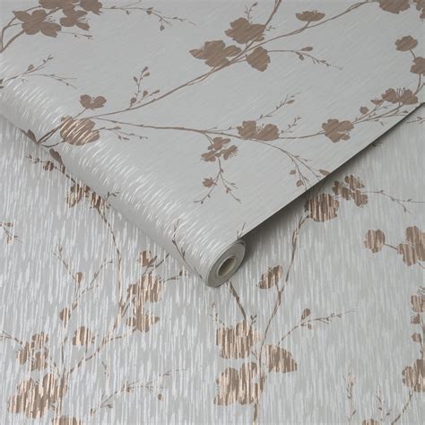 Gold wallpaper simple exudes luxury and elegance, making it the perfect choice for a stylish home. Graham & Brown Sublime Rose Gold Theia Blossom Floral ...