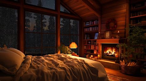 Asmr Cozy Winter Space With A Flickering Fire And Rain Falling Gently By The Window Cats