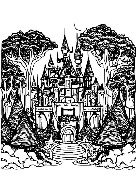 Magical Forest Coloring Page · Creative Fabrica
