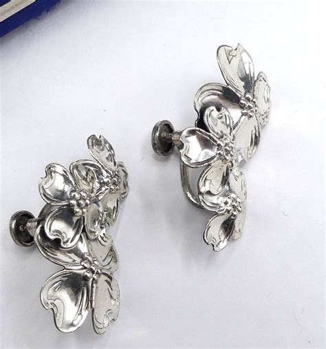 Vintage Signed Beau Sterling Dogwood Triplets Flowers Screw Etsy