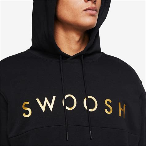 Nike Sportswear Swoosh Hoodie Blackmetallic Gold Tops Mens