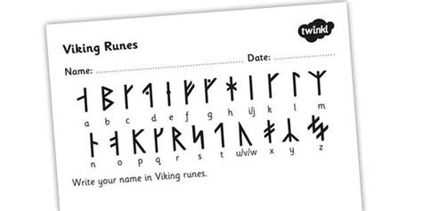Write Your Name In Viking Runes Worksheet Viking Runes Vikings