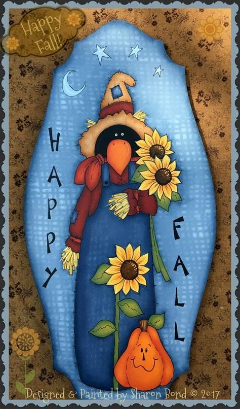 E Pattern Happy Fall Crow And Sunflowers Painted And Designed By Me