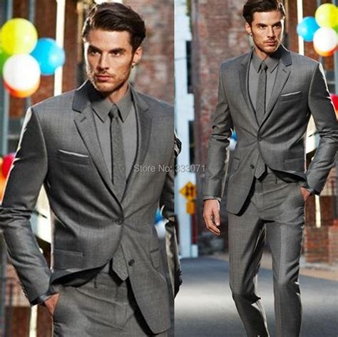 New Arrival Custom Made Dark Gray Classic Groom Tuxedos Best Man Suit Wedding Party Fashion