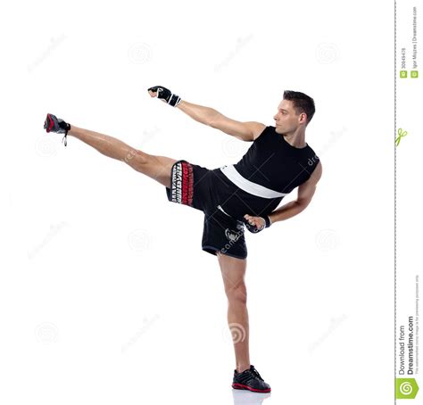 Young man kicking stock photo. Image of defense, energy - 30949476