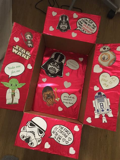 These star wars coffee mugs also feature simple text designs with a clever play on words from the movies. Star Wars Valentine's box for my soldier, seen this on ...
