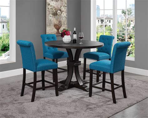 Siena Distressed Black Finish 5 Piece Counter Height Dining Set