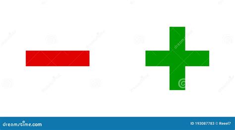 Set Of Red Minus And Green Plus Sign Icons Negative And Positive