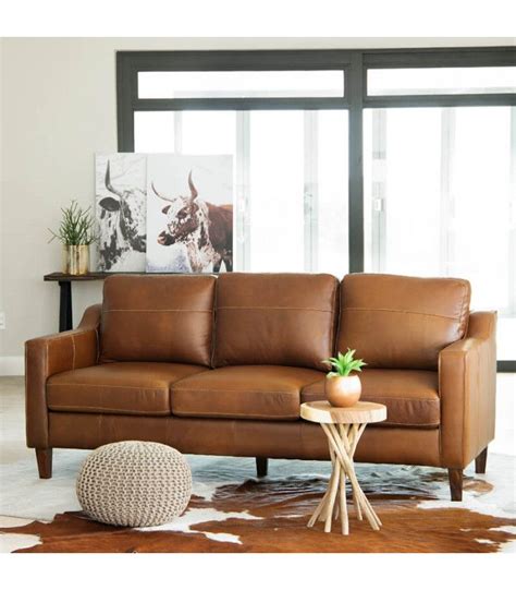 Living room ideas brown leather sofa decorating clear. Goldman Leather Couch - Light Brown in 2020 | Light brown ...