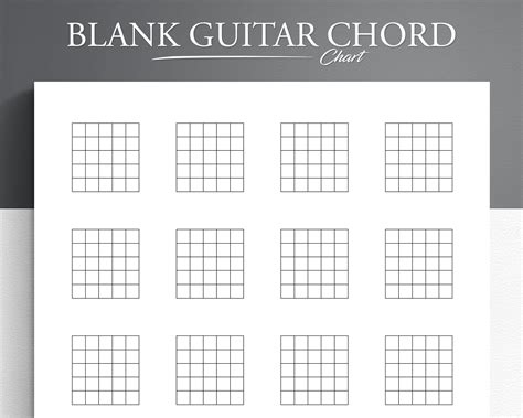 Printable Guitar Blank Chord Chart Blank Guitar Chord Etsy Guitar