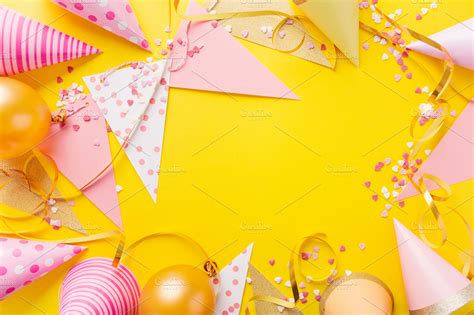 Birthday Party Background On Yellow ~ Holiday Photos ~ Creative Market