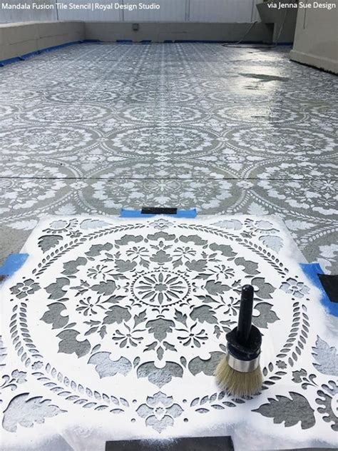 Mandala Fusion Tile Stencil Patio Flooring Diy Paint Concrete Patio