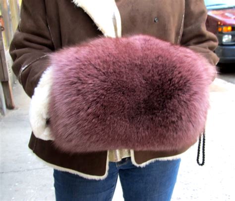 Dyed Burgundy Fox Muff Madison Avenue Furs And Henry Cowit Inc