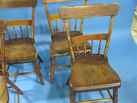 SET OF FOUR PLANK BOTTOM CHAIRS