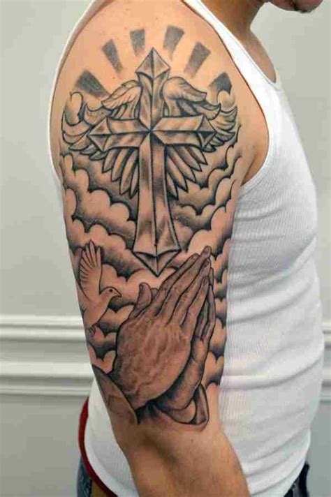 Love your boyfriend/girlfriend more than anything in the world? Upper Arm Half Sleeve Cross Tattoos For Men - Best Tattoo ...