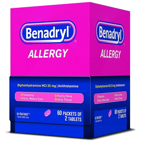 Benadryl Allergy Ultratab Packet Dispensers 60 Ea Pack Of 2 Walmart