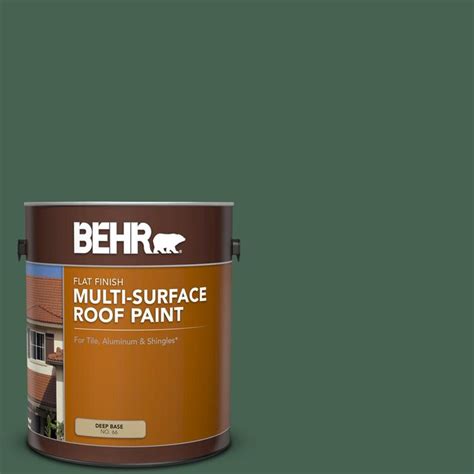 Ideal for use on new or old unglazed tile, masonry shingle. BEHR 1 gal. #MS-62 Parkside Pines Flat Multi-Surface Exterior Roof Paint-06601 | Roof paint ...
