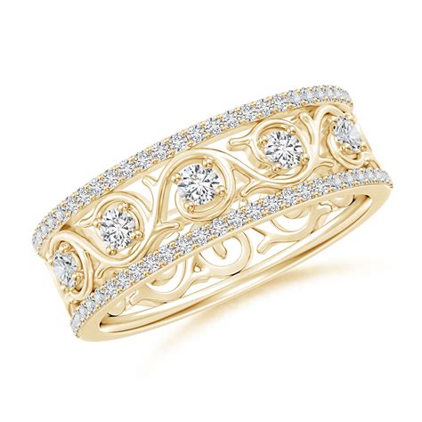 Edwardian Style Filigree Diamond Wedding Ring Angara