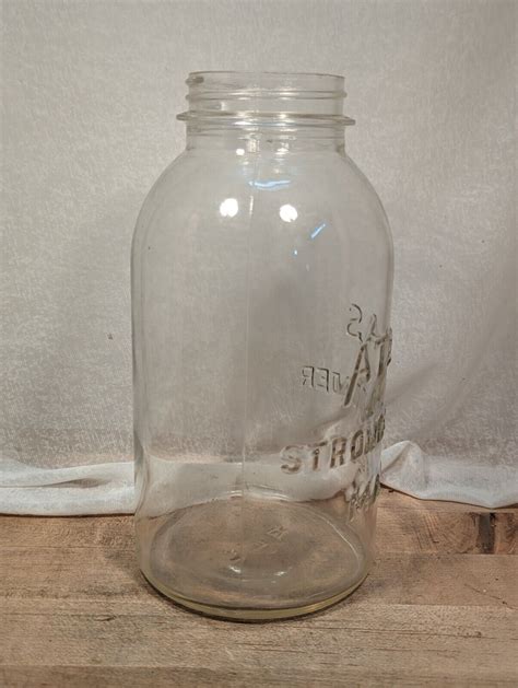 Vintage Atlas Strong Shoulder Mason Jar Half Gallon Clear Glass