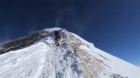 Climbers Ascending Beneath The South Summit Of Mt Everest Elia