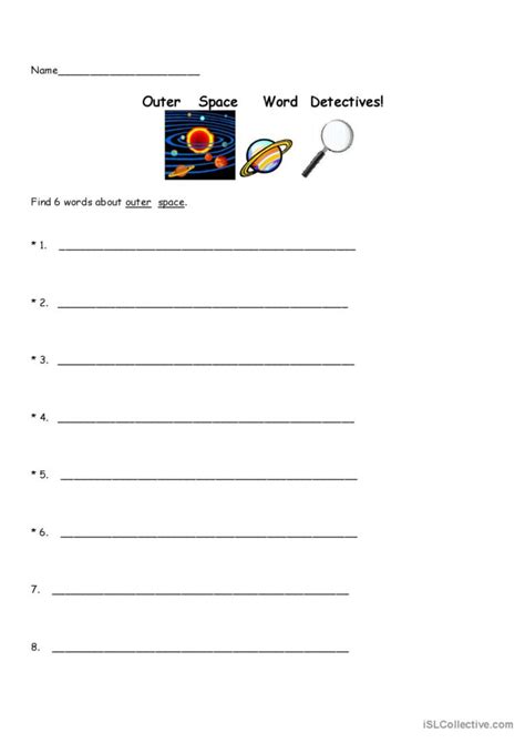 Outer Space Word Detectives English Esl Worksheets Pdf And Doc
